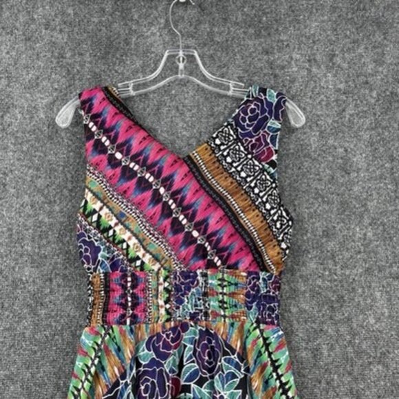 Rabbit Rabbit Rabbit Midi Asymmetrical Dress Women’s 6 V Neck Boho Festival - Picture 4 of 13